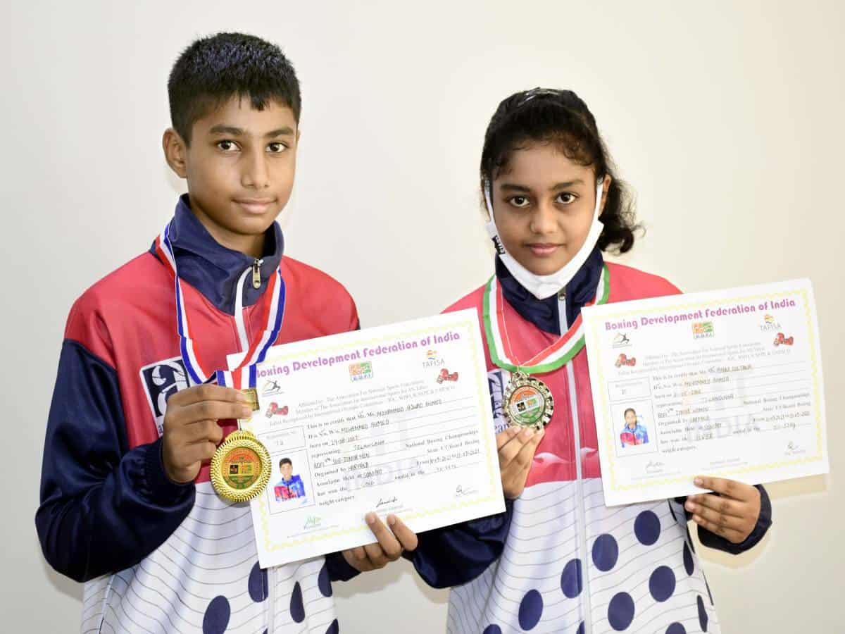 Brother-sister duo from TMREIS bags medals at national boxing championship 2021