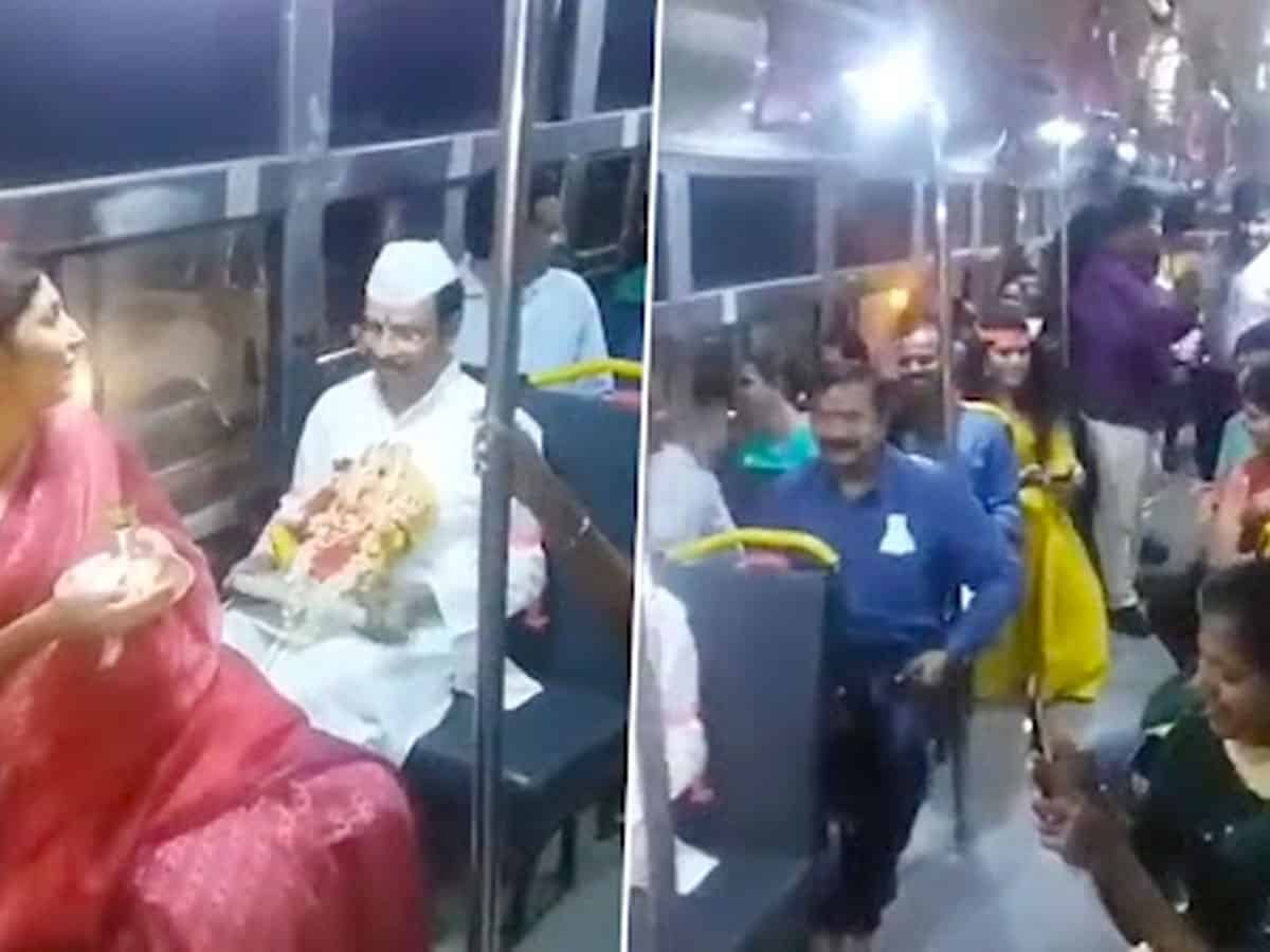 TSRTC MD Sajjanar travels in bus with idol for immersion