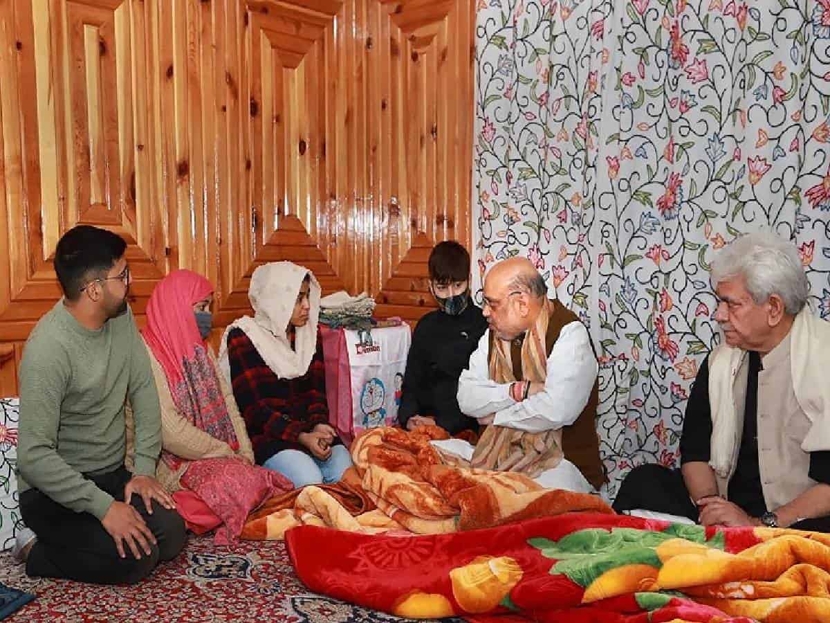 Amit Shah visits family of slain J&K Police officer in Srinagar