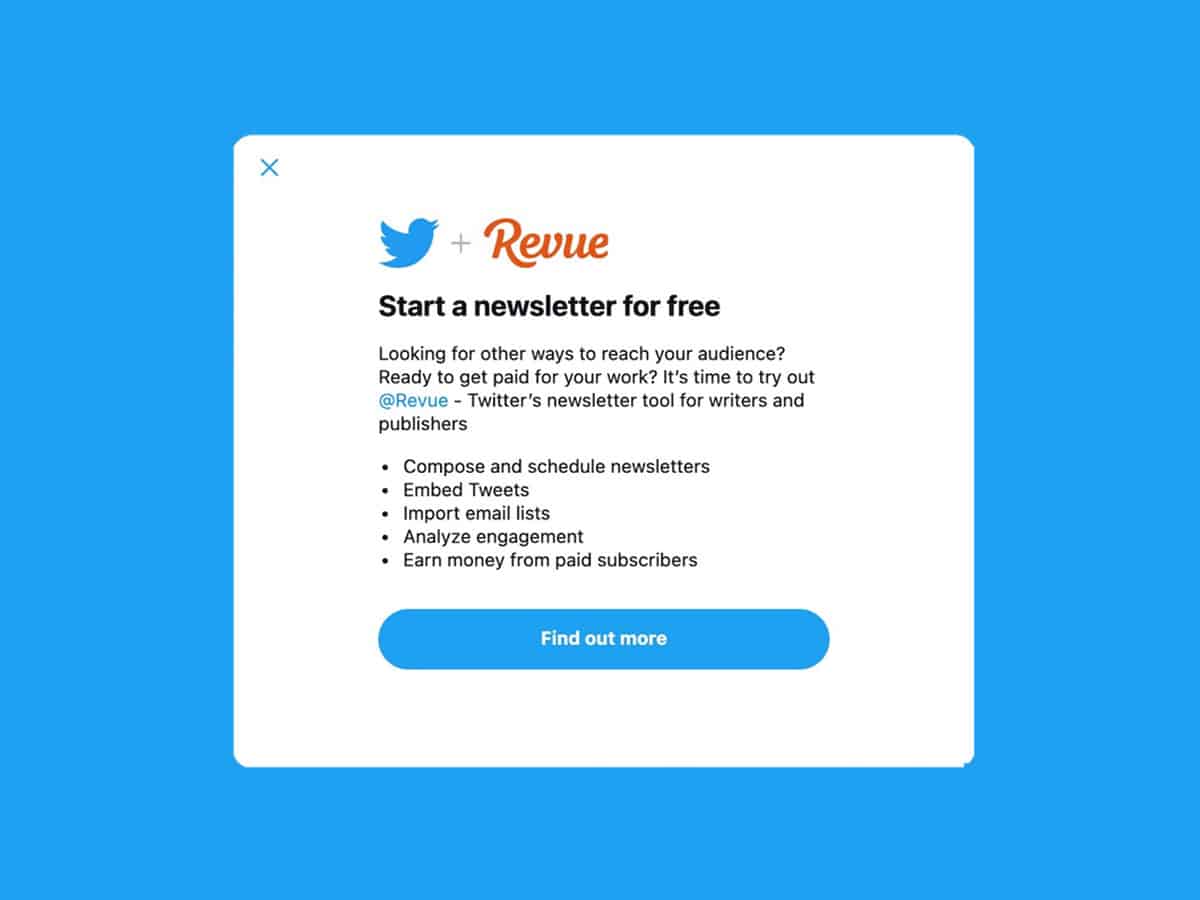 Twitter adds one-click 'Revue newsletter' signup buttons to tweets