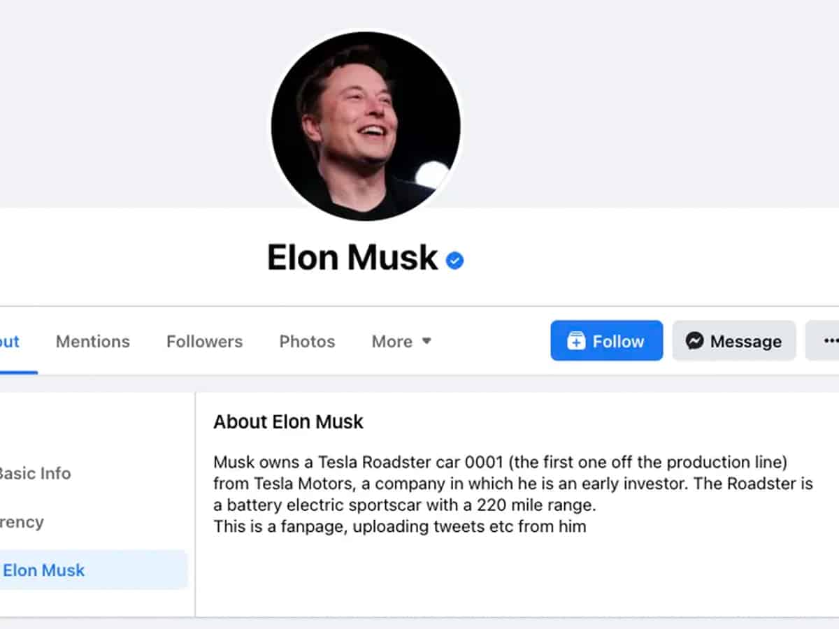 FB verifies fan page on Elon Musk, takes it down